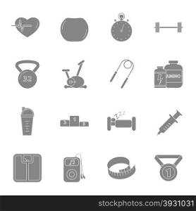 Fitness and gym silhouettes icons set. Fitness and gym silhouettes icons set vector graphic design