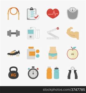 Fitness and health icons with white background , eps10 vector format