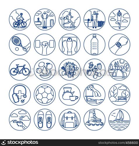 Fitness and healthy life style line icons. Vector illustration. Fitness and healthy life style line icons