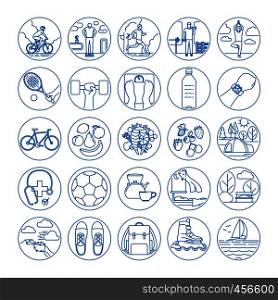 Fitness and healthy life style line icons. Vector illustration. Fitness and healthy life style line icons