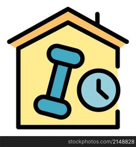 Fitness at home icon. Outline fitness at home vector icon color flat isolated. Fitness at home icon color outline vector
