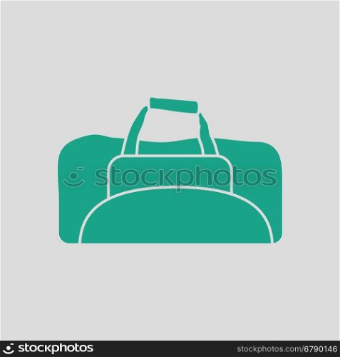 Fitness bag icon. Gray background with green. Vector illustration.