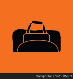 Fitness bag icon. Orange background with black. Vector illustration.