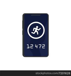 Fitness band run tracker on phone vector illustration in flat