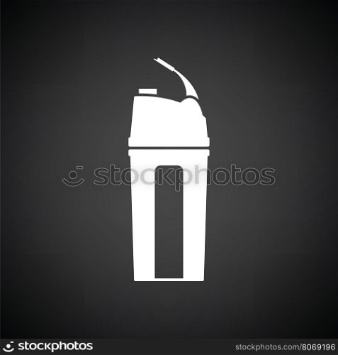 Fitness bottle icon. Black background with white. Vector illustration.