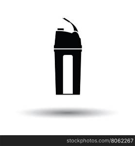 Fitness bottle icon. White background with shadow design. Vector illustration.