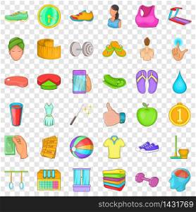 Fitness center icons set. Cartoon style of 36 fitness center vector icons for web for any design. Fitness center icons set, cartoon style
