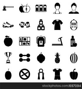 Fitness center icons set. Simple set of 25 fitness center vector icons for web isolated on white background. Fitness center icons set, simple style