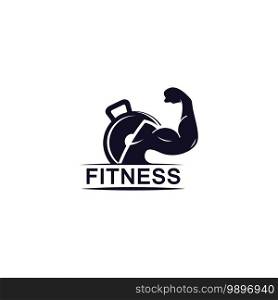 Fitness club logo with barbell Gym badge, vector illustration template