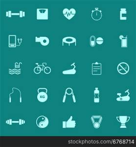 Fitness color icons on green background, stock vector