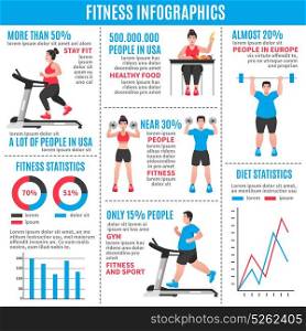 Fitness Colored Infographics. Fitness colored infographics with diet statistics fitness statistics and percentage ratio vector illustration