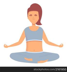 Fitness girl meditation icon cartoon vector. Woman relax. Person pose. Fitness girl meditation icon cartoon vector. Woman relax