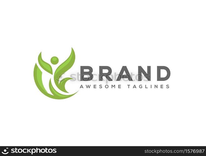 Fitness human logo design on white background. Sport people concept icon logo sign. Active man creative symbol. Vector illustration.