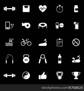 Fitness icons on black background, stock vector