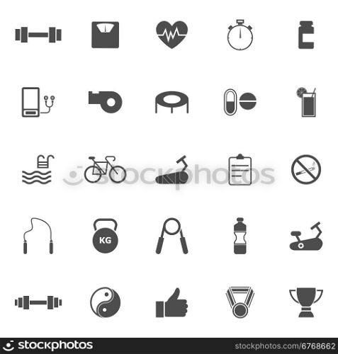 Fitness icons on white background, stock vector