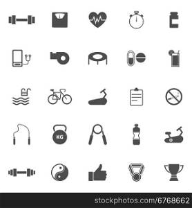Fitness icons on white background, stock vector