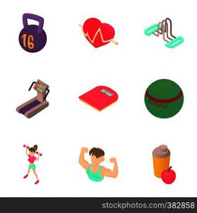 Fitness icons set. Cartoon illustration of 9 fitness vector icons for web. Fitness icons set, cartoon style
