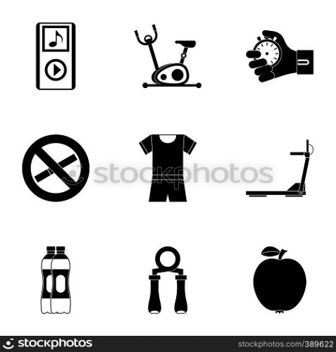 Fitness icons set. Simple illustration of 9 fitness vector icons for web. Fitness icons set, simple style