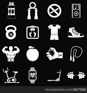 Fitness icons set vector white isolated on grey background . Fitness icons set grey vector