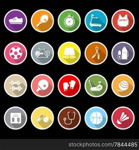 Fitness icons with long shadow, stock vector