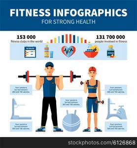 Fitness Infographics With Sport Clubs Statistics . Fitness infographics with statistics of sport clubs people employment in fitness and wellness food information vector illustration