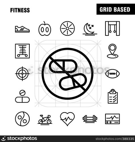 Fitness Line Icon Pack For Designers And Developers. Icons Of Medical, Scanner, Statistic, Monitor, Medical, Fitness, Healthcare, Gym, Vector