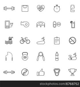 Fitness line icons on white background, stock vector