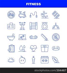 Fitness Line Icons Set For Infographics, Mobile UX/UI Kit And Print Design. Include: Apple, Food, Fitness, Blood, Droop, Fitness, Id Card, Icon Set - Vector