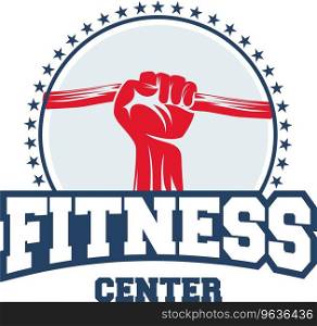 Fitness logo badge with muscle man gymnastic Vector Image