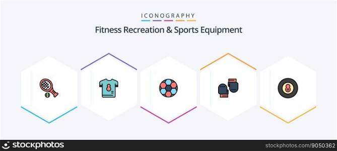 Fitness Recreation And Sports Equipment 25 FilledLine icon pack including ball. gloves. soccer. glove. sport