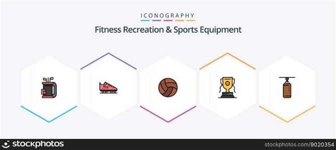 Fitness Recreation And Sports Equipment 25 FilledLine icon pack including game. award. skates. achievment. volleyball