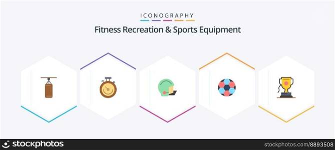 Fitness Recreation And Sports Equipment 25 Flat icon pack including achievment. soccer. american. football. protective