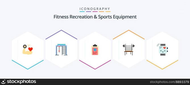 Fitness Recreation And Sports Equipment 25 Flat icon pack including machine. fitness. clipboard. dumbbell. training