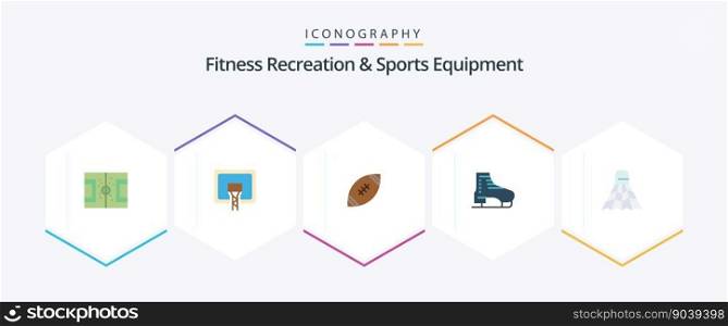 Fitness Recreation And Sports Equipment 25 Flat icon pack including skates. ice. board. boot. nfl