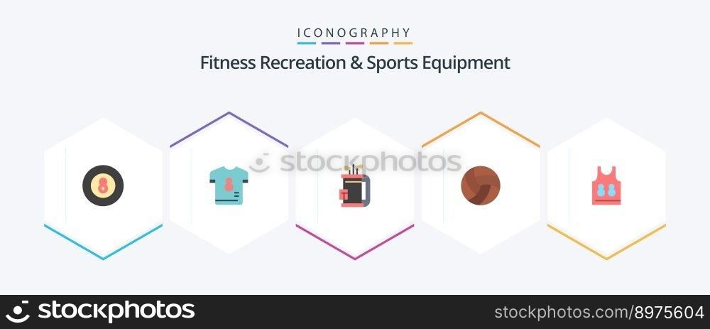 Fitness Recreation And Sports Equipment 25 Flat icon pack including sport. volley. soccer. ball. golf