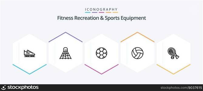 Fitness Recreation And Sports Equipment 25 Line icon pack including ball. volleyball. game. volley. sport