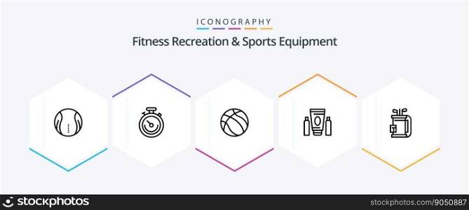 Fitness Recreation And Sports Equipment 25 Line icon pack including club. healthcare. ball. medical. sport