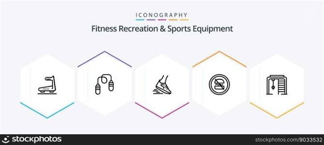 Fitness Recreation And Sports Equipment 25 Line icon pack including fast. diet. fast. banned. running