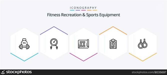 Fitness Recreation And Sports Equipment 25 Line icon pack including progress. coach. intensity. clipboard. inventory