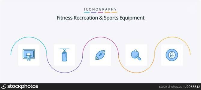 Fitness Recreation And Sports Equipment Blue 5 Icon Pack Including ball. table. american. racket. rugby