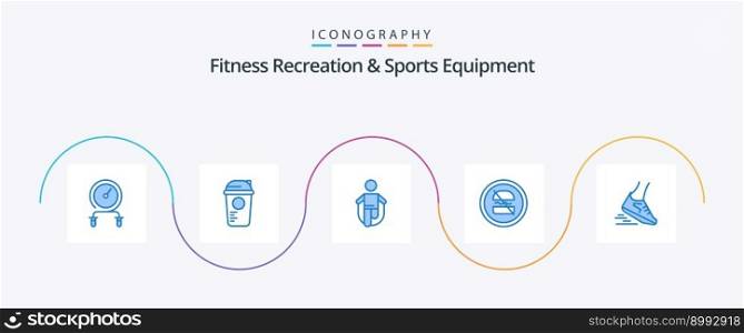 Fitness Recreation And Sports Equipment Blue 5 Icon Pack Including diet. ban. sports. skipping. jumping