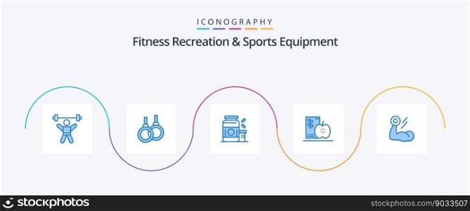 Fitness Recreation And Sports Equipment Blue 5 Icon Pack Including fruits. diet. healthcare. breakfast. sports