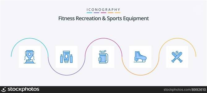 Fitness Recreation And Sports Equipment Blue 5 Icon Pack Including skating. skate. bag. ice. stick