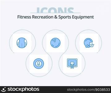 Fitness Recreation And Sports Equipment Blue Icon Pack 5 Icon Design. equipment. strike. ball. sports. ball