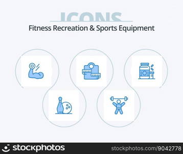 Fitness Recreation And Sports Equipment Blue Icon Pack 5 Icon Design. sport. machine. gym. weight. muscle