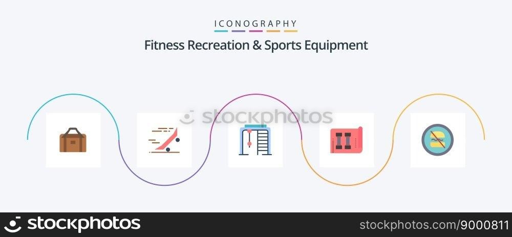 Fitness Recreation And Sports Equipment Flat 5 Icon Pack Including ban. inventory. skateboard. fitness. game