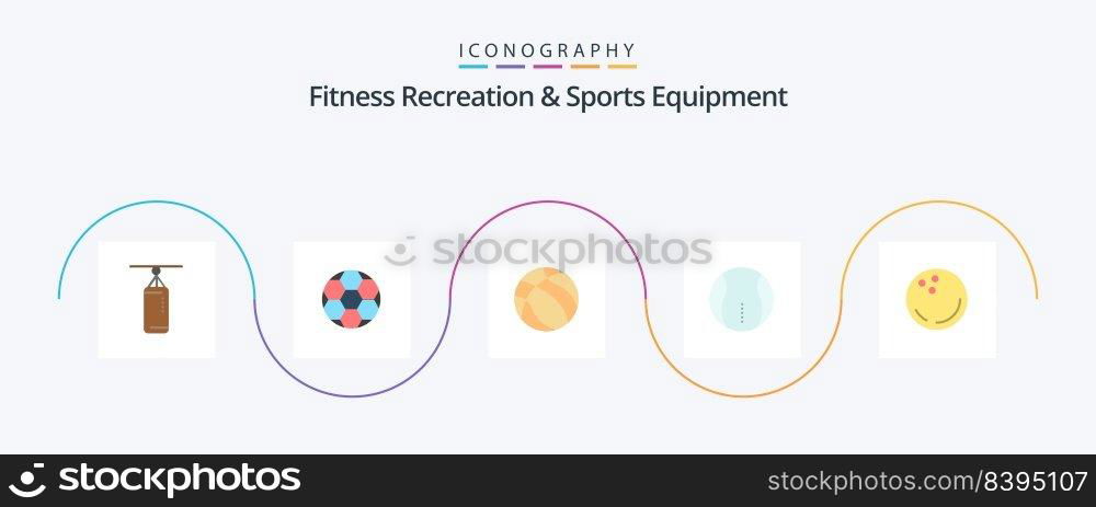 Fitness Recreation And Sports Equipment Flat 5 Icon Pack Including bowling. game. ball. sport. ball