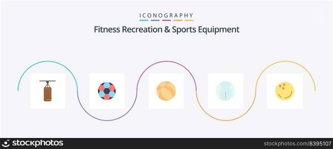 Fitness Recreation And Sports Equipment Flat 5 Icon Pack Including bowling. game. ball. sport. ball
