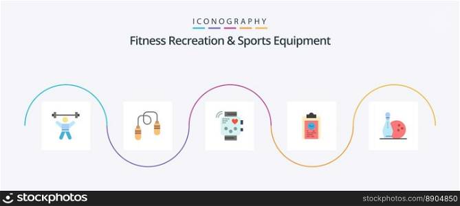 Fitness Recreation And Sports Equipment Flat 5 Icon Pack Including progress. coach. jumping. clipboard. heartbeat