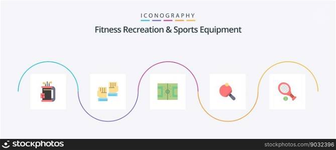 Fitness Recreation And Sports Equipment Flat 5 Icon Pack Including tennis. racket. sport. pong. pitch